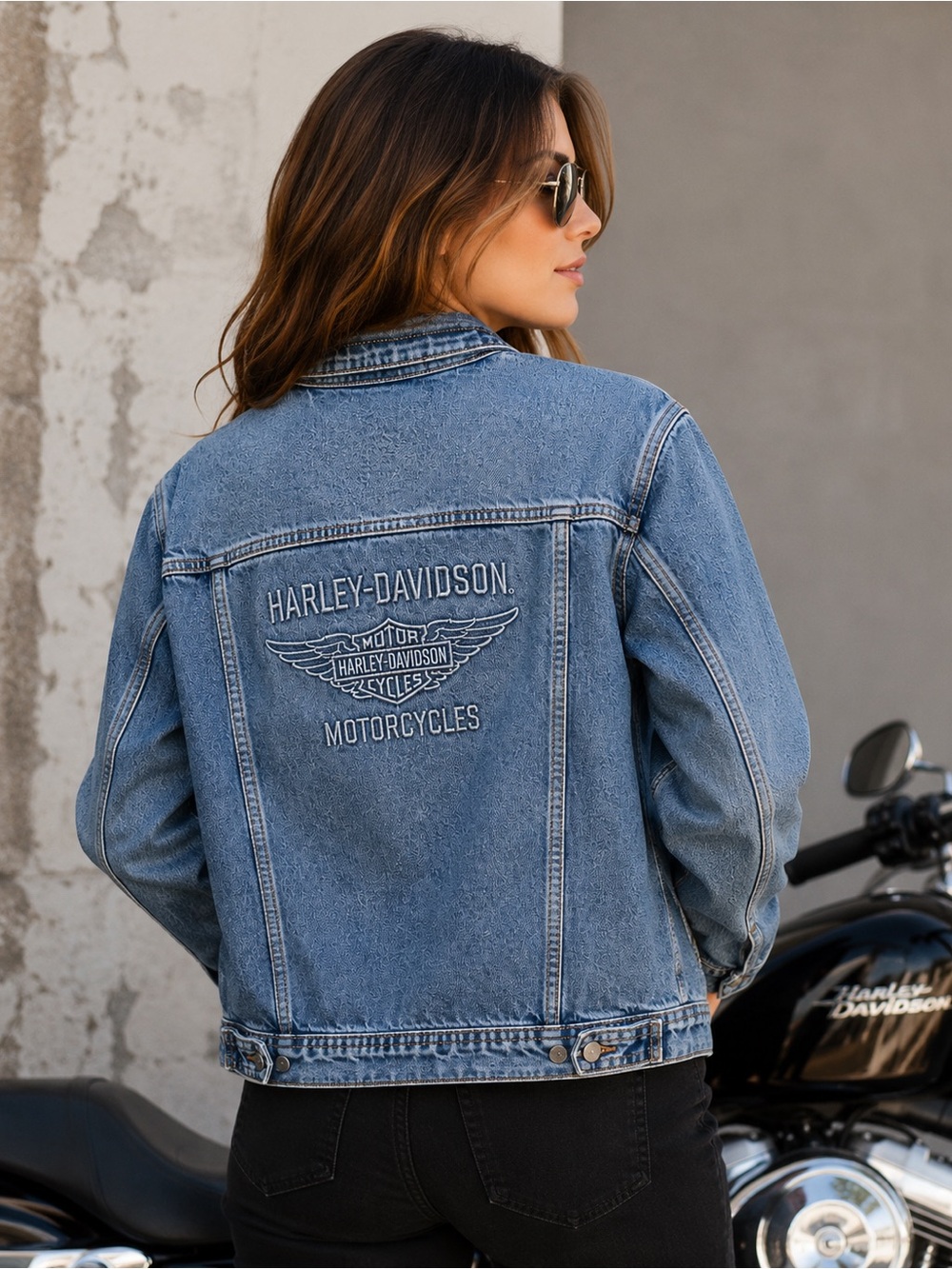 Harley Davidson Jean Jacket Zip Up and Button Up
